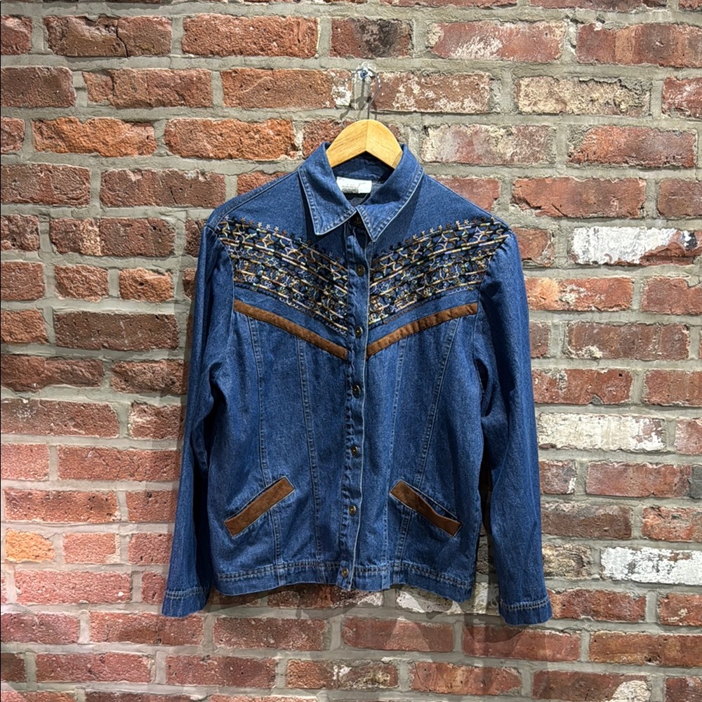 Embroidered Denim Shirt with Western Accents